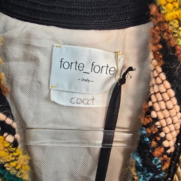 forte_forte Striped Jacquard Bouclé Long Coat Multicolor Marigold Size 0 US 2 - Picture 5 of 15